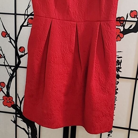 Anthropologie moulinette souers red brocade a-line scoop neck dress - Picture 5 of 13